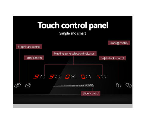 Electric Induction Cooktop 90cm Ceramic Glass 5 Zones Top Cooker