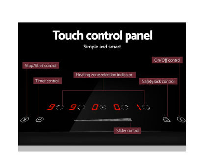 Electric Induction Cooktop 90cm Ceramic Glass 5 Zones Top Cooker