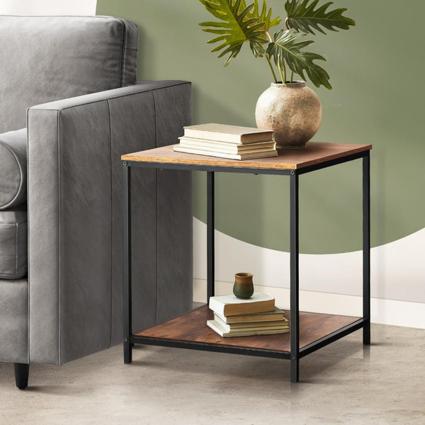  Side End Table Coffee Table Bedside Shelf 2-Tier Industrial Furniture