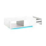 Coffee Table LED Light High Gloss Storage Drawer Modern Furniture