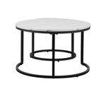 Set of 2 Coffee Table Round Marble Nesting Side End Table Furniture