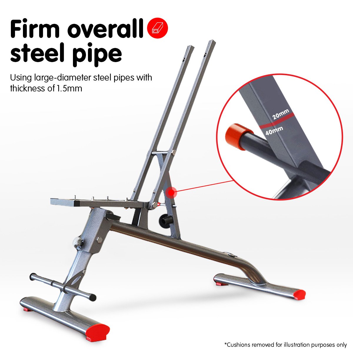Powertrain Home Gym Bench Adjustable Flat Incline Decline Fid 250Kg Load