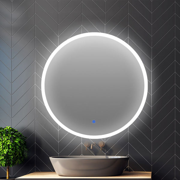  LED Wall Mirror Round Anti-fog Bathroom Mirrors Makeup Light Decor 50cm