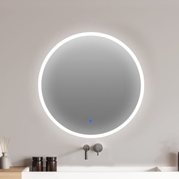  LED Wall Mirror Round Anti-fog Bathroom Mirrors Makeup Light Decor 80cm