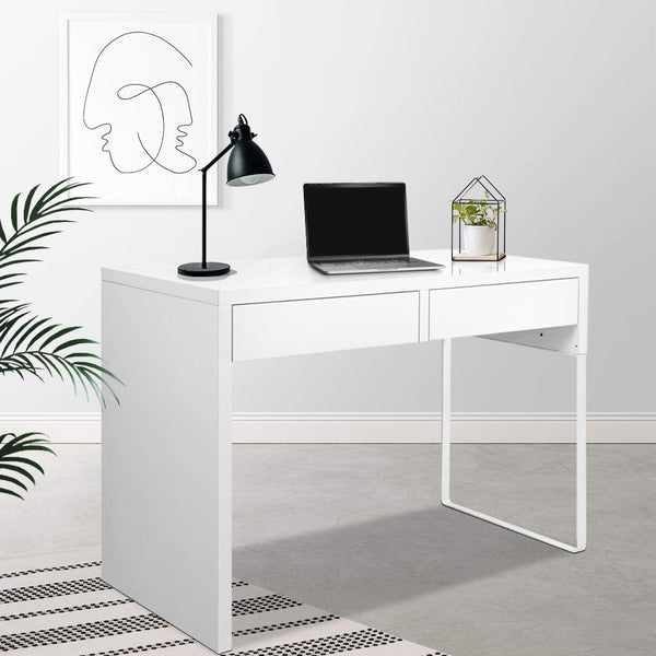  Metal Desk with 2 Drawers - White