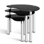 Set Of 3 Glass Coffee Tables - Black