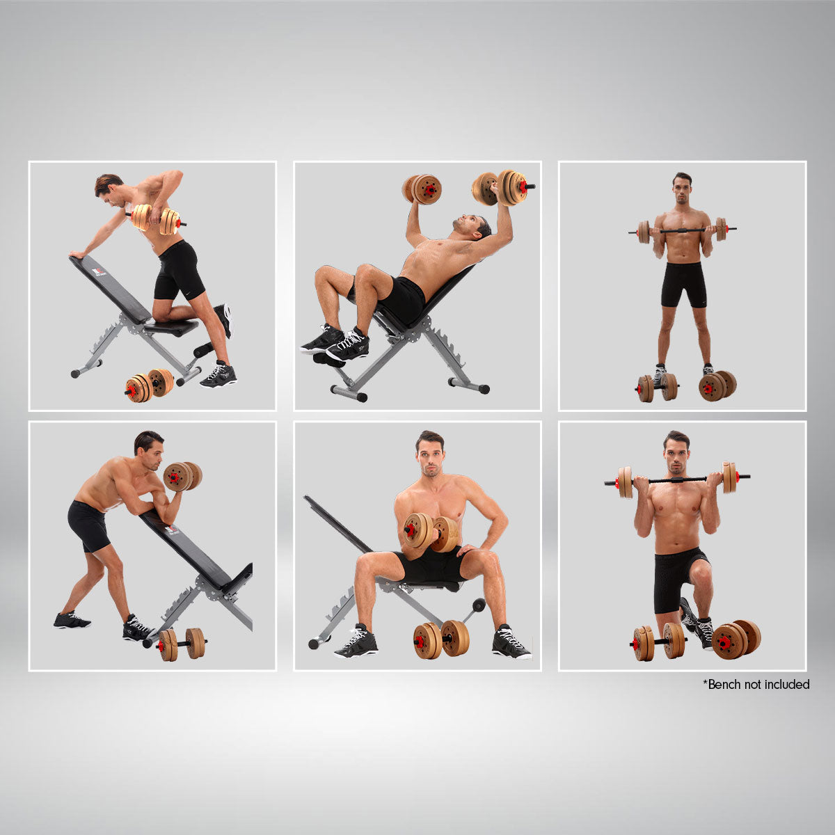 20kg Home Gym Adjustable Dumbbell and Barbell Weights Set - Gold