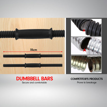 20kg Home Gym Adjustable Dumbbell and Barbell Weights Set - Gold