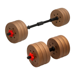 Adjustable 32kg Home Gym Dumbbell Barbell Weights Gold