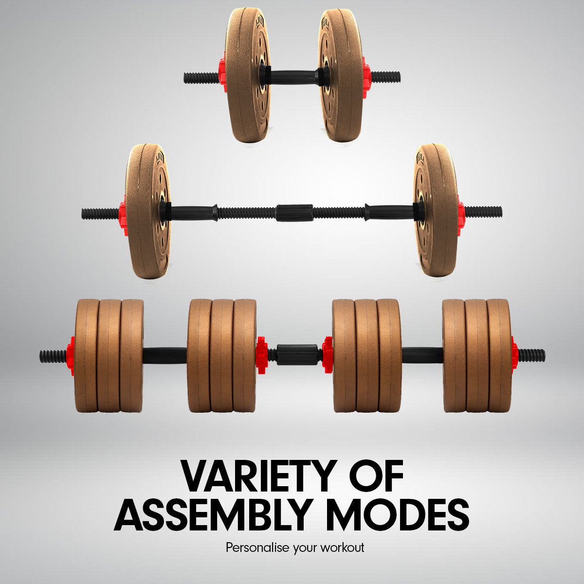 Adjustable 32kg Home Gym Dumbbell Barbell Weights Gold