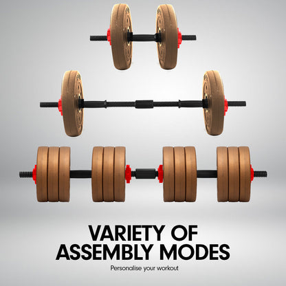 Adjustable 32kg Home Gym Dumbbell Barbell Weights Gold
