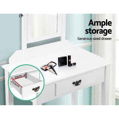 Dressing Table Stool Set Makeup Mirror Jewellery Cabinet Drawer Organizer