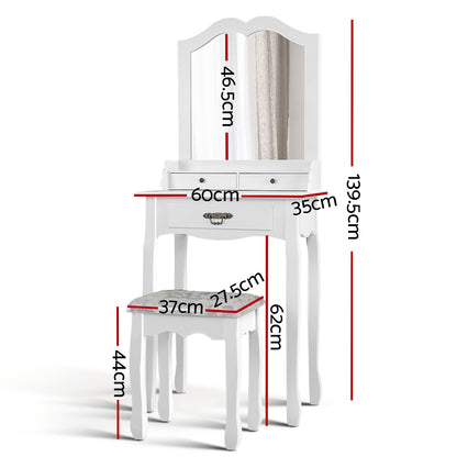 Dressing Table Stool Mirror Drawer Makeup Jewellery Cabinet White Desk