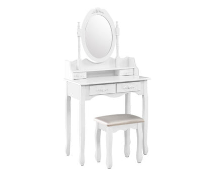 4 Drawer Dressing Table with Mirror - White - Melbourne Home & Living