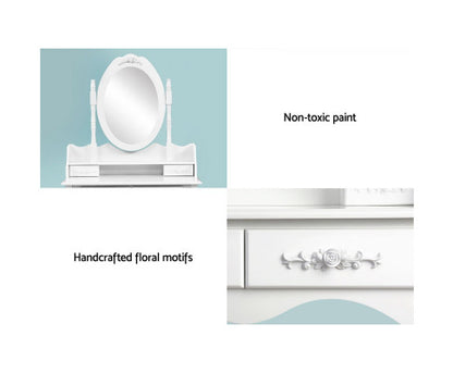 4 Drawer Dressing Table with Mirror - White - Melbourne Home & Living