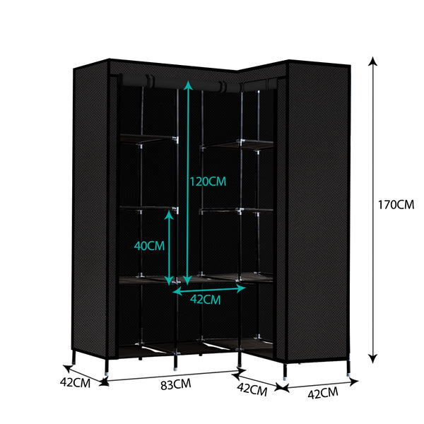 Portable Clothes Closet Wardrobe Black