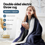 Electric Throw Rug Heated Blanket Charcoal/Green