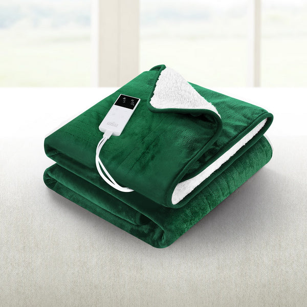  Electric Throw Rug Heated Blanket Charcoal/Green