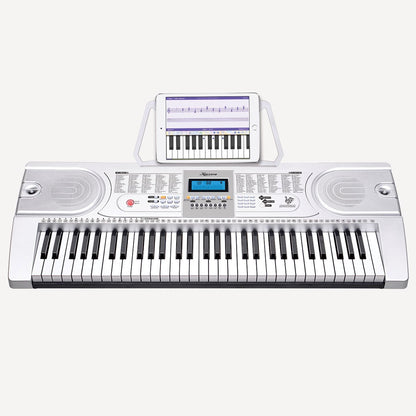 61 Keys Electronic Keyboard Piano With Stand - Silver