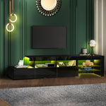TV Cabinet Entertainment Unit Stand RGB LED Gloss Furniture Black 220cm