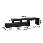 TV Cabinet Entertainment Unit Stand RGB LED Gloss Furniture Black 220cm