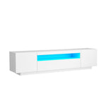 TV Cabinet Entertainment Unit Stand Gloss RGB LED Furniture White 180CM