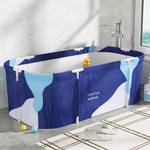 Foldable Bathtub PVC Spa Bucket Inflatable Cushion Navy Blue