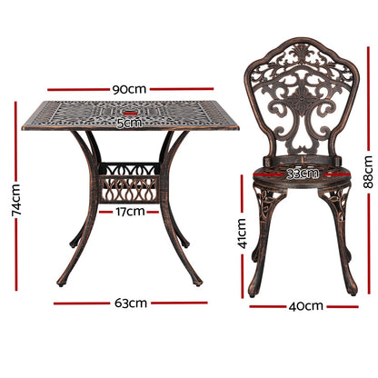 5 Pcs Outdoor Dining Set Chairs Table  Aluminum Patio White/Brown