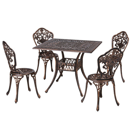 5 Pcs Outdoor Dining Set Chairs Table  Aluminum Patio White/Brown