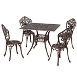 5 Pcs Outdoor Dining Set Chairs Table  Aluminum Patio White/Brown
