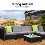 6pcs Outdoor Sofa Lounge Setting Couch Wicker Table Chairs Patio Furniture Black