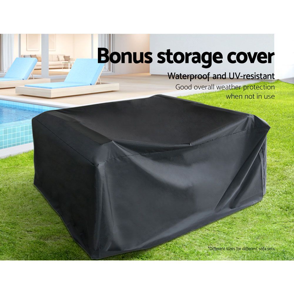 Gardeon 6pcs Outdoor Sofa Lounge Setting Couch Wicker Table Chairs Patio Furniture Black