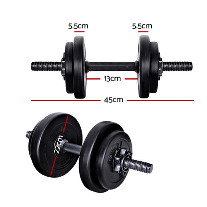 17KG Dumbbells Set Weight Plates Home Gym Fitness Exercise
