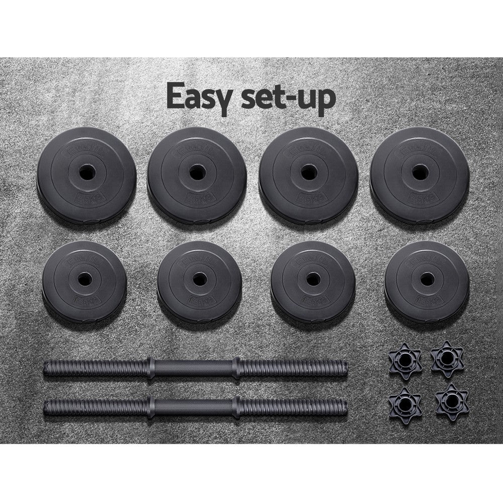 17KG Dumbbells Set Weight Plates Home Gym Fitness Exercise
