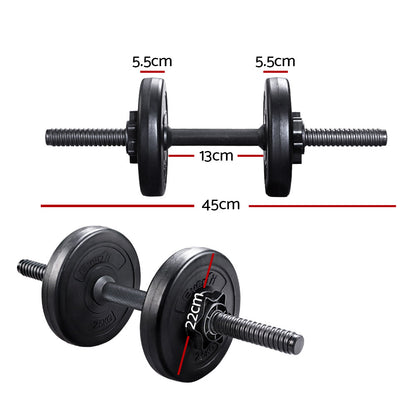 12KG Dumbbells Dumbbell Set Weight Plates Home Gym Fitness Exercise