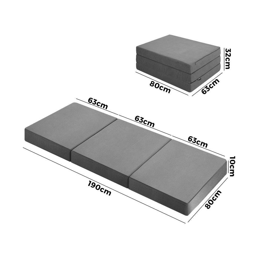 Simple Deals Folding Foam Mattress Single Sofa Bed Trifold Sleeping Camping Cushion Mat