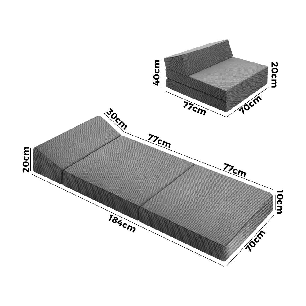 Simple Deals Foldable Mattress Folding Sofa Bed Trifold Sleeping Camping Cushion Single