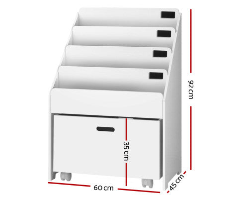 Kids Bookcase Childrens Bookshelf Organiser Storage Shelf Wooden White - Melbourne Home & Living