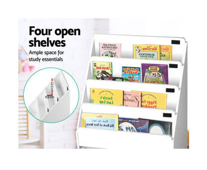 Kids Bookcase Childrens Bookshelf Organiser Storage Shelf Wooden White - Melbourne Home & Living