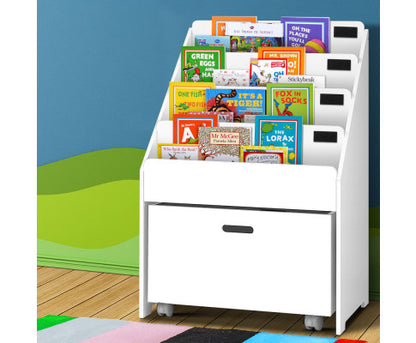 Kids Bookcase Childrens Bookshelf Organiser Storage Shelf Wooden White - Melbourne Home & Living