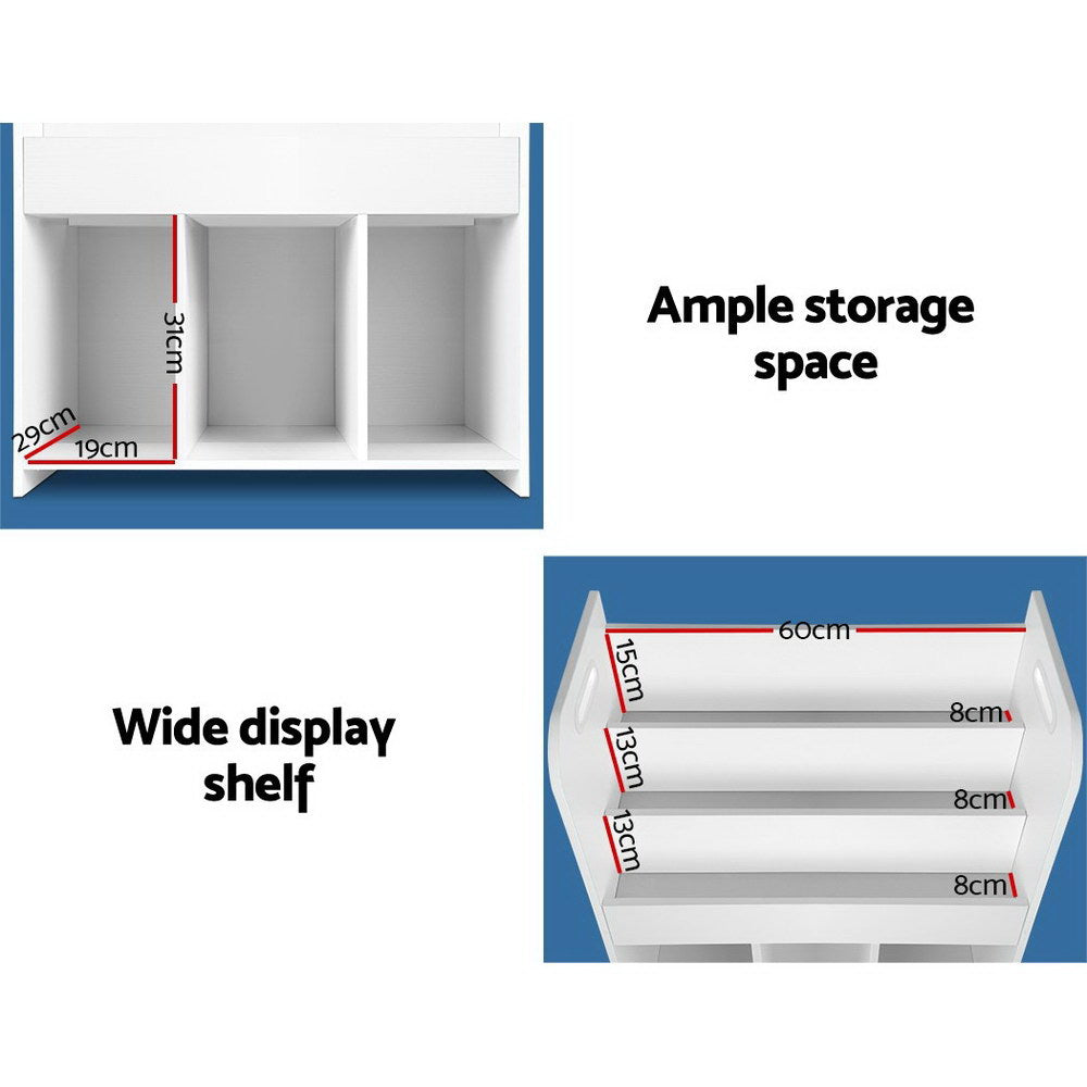 Kids Bookshelf Children Bookcase Display Cabinet Toys Storage Organizer