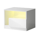 Bedside Tables Side Table Rgb Led Drawers High Gloss Nightstand White