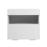 Bedside Tables Drawers Side Table Rgb Led High Gloss Nightstand White