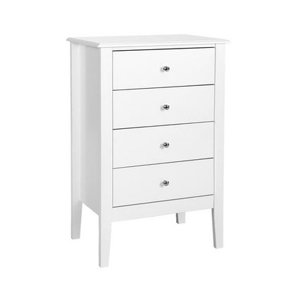 4 Chest of Drawers Tallboy Storage Cabinet Bedside Table Dresser White