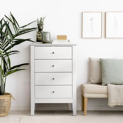 4 Chest of Drawers Tallboy Storage Cabinet Bedside Table Dresser White