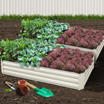 Greenfingers Garden Bed 2PCS 210X90X30cm  Galvanised Steel Raised Planter Cream