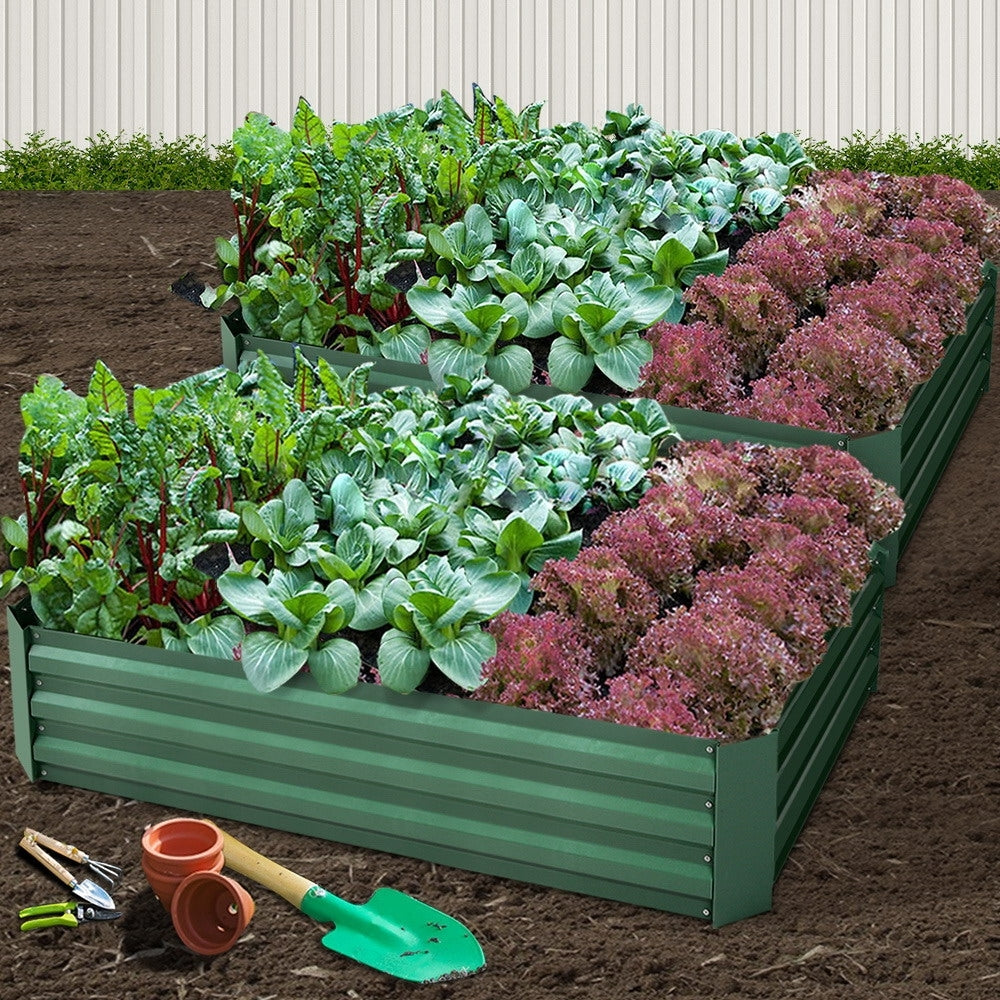 Greenfingers Garden Bed 150cm x 90cm 2x Galvanised Steel Raised Green Planter
