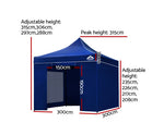 Instahut Gazebo Pop Up Marquee 3x3m Folding Wedding Tent Gazebos Shade Navy