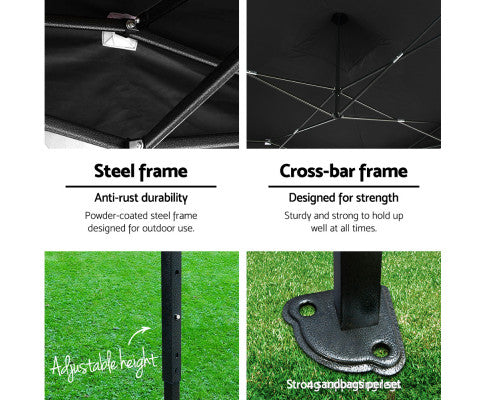 Instahut Gazebo Pop Up Marquee 3x4.5m Folding Wedding Tent Gazebos Shade Black - Melbourne Home & Living