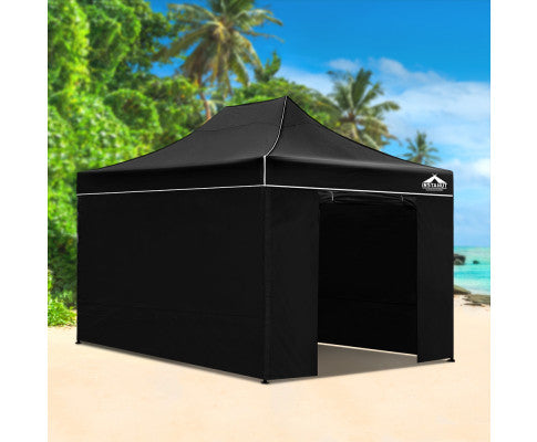 Instahut Gazebo Pop Up Marquee 3x4.5m Folding Wedding Tent Gazebos Shade Black - Melbourne Home & Living